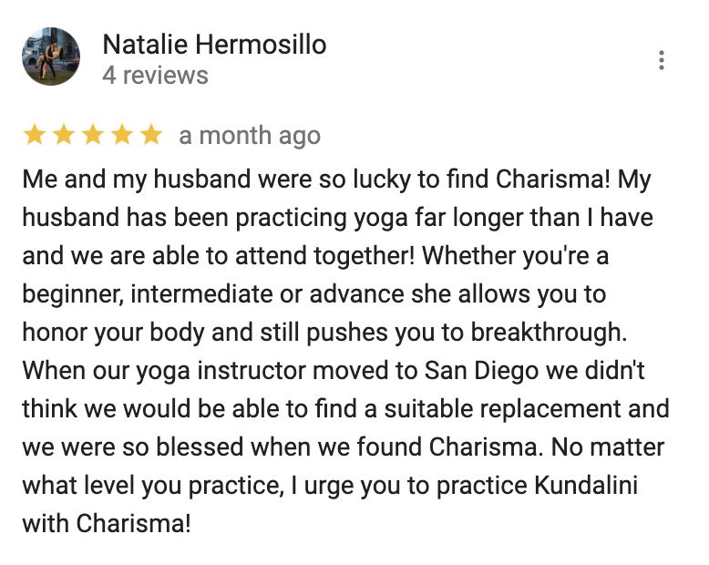 Kundalini Silverlake Review for Charisma Whitefeather Kundalini Yoga teacher in Los Angeles